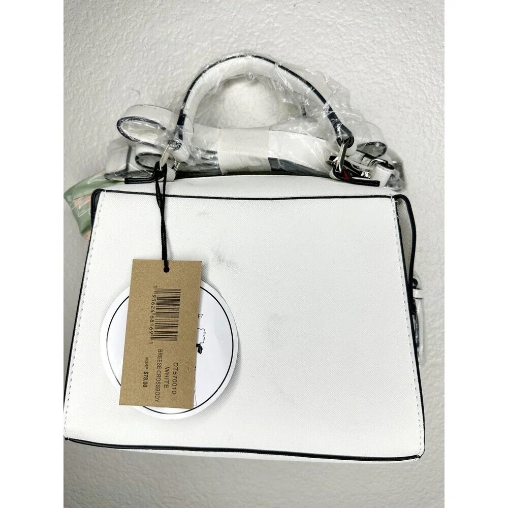 Steve Madden Crossbody Bag Womens Small White Faux Leather BREESE Scarf Handle